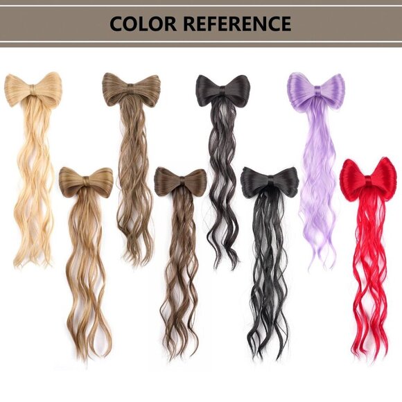 Ponytail Wig Red Bowknot Hair Extension 14 Inch 2 Pack for Party Style
